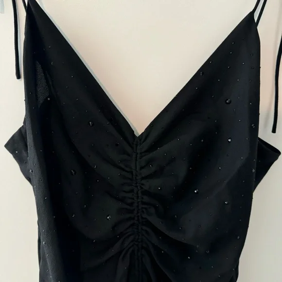 Sandro Praline Ruched Rhinestone dress in black - Picture 9 of 9